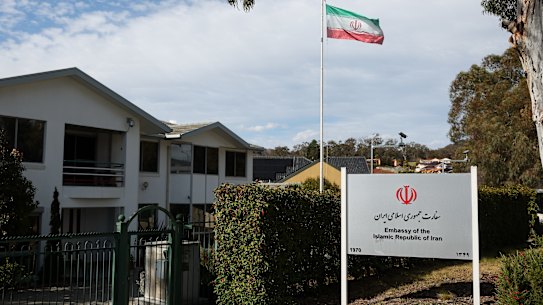 The Iranian embassy in Canberra, where diplomat Mohammad Pournajaf worked.