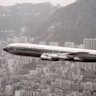 A Cathay Pacific Boeing 707 over Hong Kong in 1970.