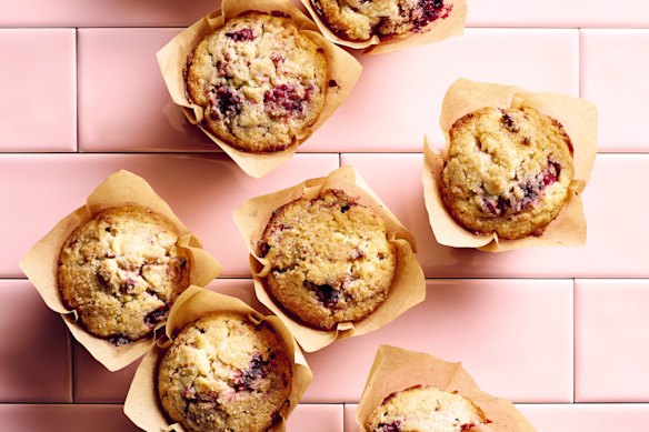 White chocolate and raspberry muffins.