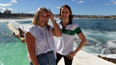 Libby Trickett and Ellie Cole at Wednesday’s launch of the return of the Duel in the Pool.