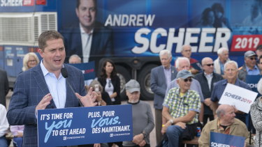 Conservative leader Andrew Scheer at his launch rally in Trois-Rivieres, Quebec.