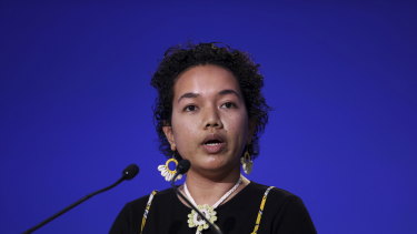 Youth climate activist from the Marshall Islands, Selina Leem. The Pacific islands are also a reported signatory. 