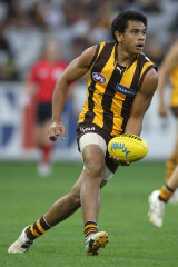Cyril Rioli in action for the Hawks against Richmond at the MCG in 2008.