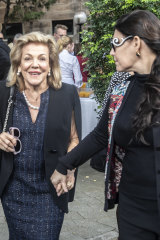 Ros and Gretel Packer at Martyn Cook's memorial service in Darlinghurst on Thursday.