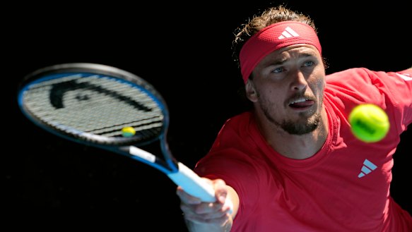 Alexander Zverev’s forehand misfired in the first set against Novak Djokovic before the Serbian retired with injury.