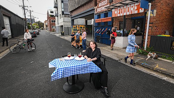 Lily Stokes, from Brunswick restaurant Theodore's, in the dead-end street the venue hopes can accommodate up to 50 patrons.