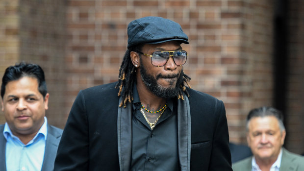 Chris Gayle during his defamation case in Sydney in 2017.