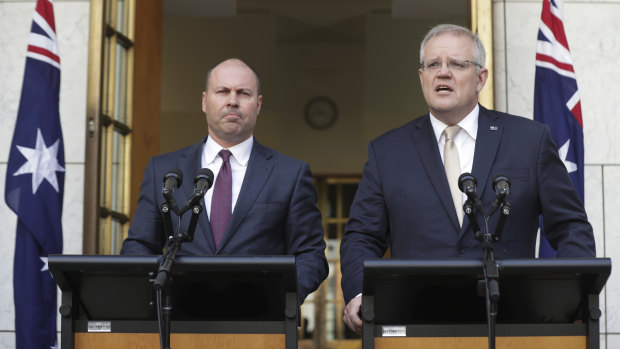 Treasurer Josh Frydenberg and Prime Minister Scott Morrison announce their massive stimulus package.