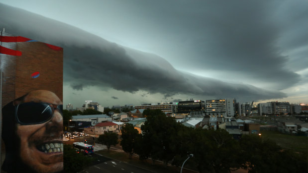 A thunderstorm rolls over Newcastle on Thursday night.