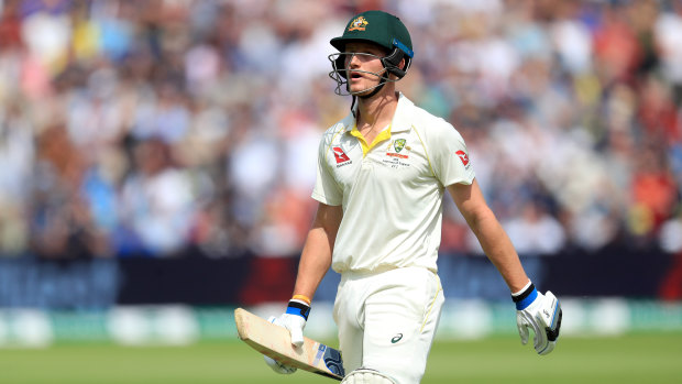 Not a happy return: Cameron Bancroft was dismissed cheaply in both innings of the first Test of the Ashes series.