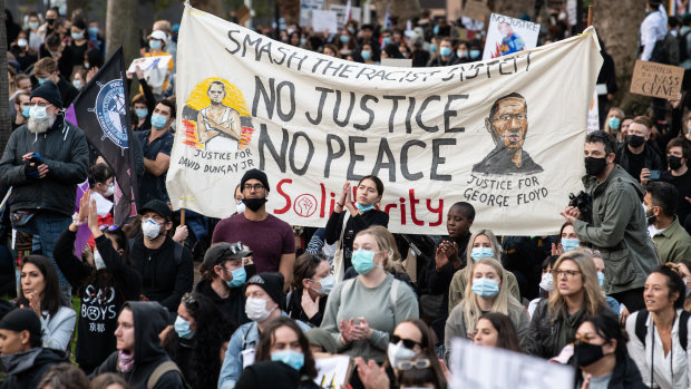 The Black Lives Matter protest in Sydney last weekend.