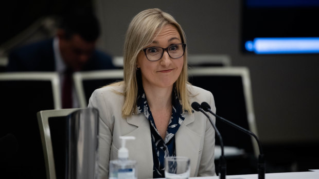 Investment NSW chief executive   Amy Brown gives evidence at the parliamentary inquiry.