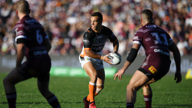 In no one's shadow: Luke Brooks directs play at Brookvale Oval.