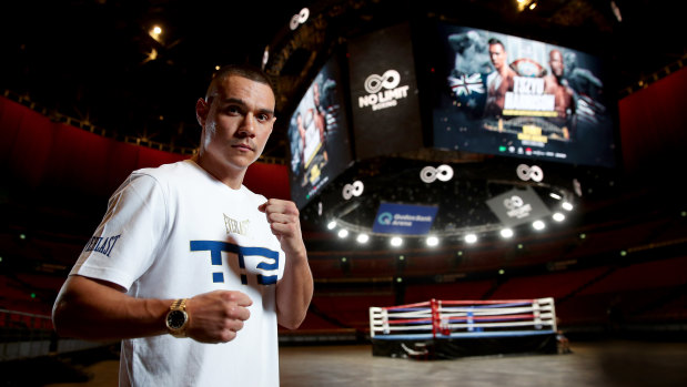 Tim Tszyu at the official launch of his world title fight with Tony Harrison in Sydney.