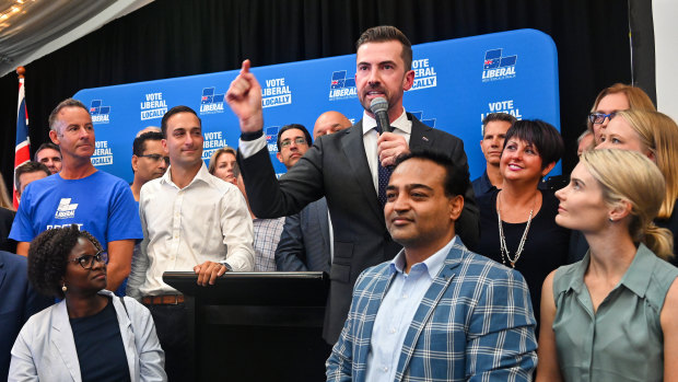 WA Opposition Leader Zak Kirkup at his campaign launch for the 2021 state election. 