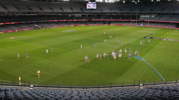 New beginnings: The Western Bulldogs took on Collingwood at an empty Marvel Stadium in round one on Friday, March 20.