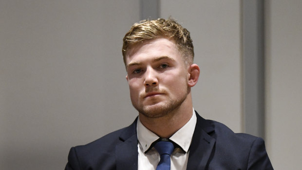 Canberra Raiders player Hudson Young at the judiciary on Tuesday night.
