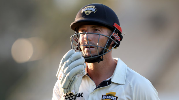 Promising: Shaun Marsh leaves the field after being dismissed during Western Australia's victory over Tasmania.