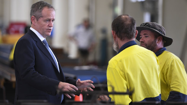 Opposition Leader Bill Shorten meets Townsville workers.