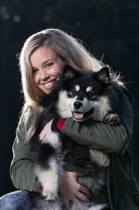 Stephanie Bendixsen and her dog Skadi.