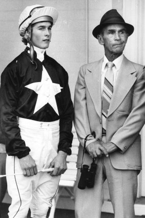 Moulding the greats: Theo Green with Darren Beadman at Randwick in 1985.