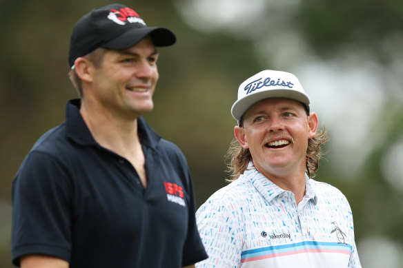 All Blacks legend Richie McCaw and Cameron Smith during the pro-am at the Australian.