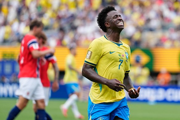 Vini jnr after a missed oppportunity.