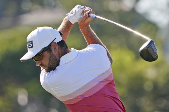 Canada’s Corey Conners leads the US PGA Championship after the first round.
