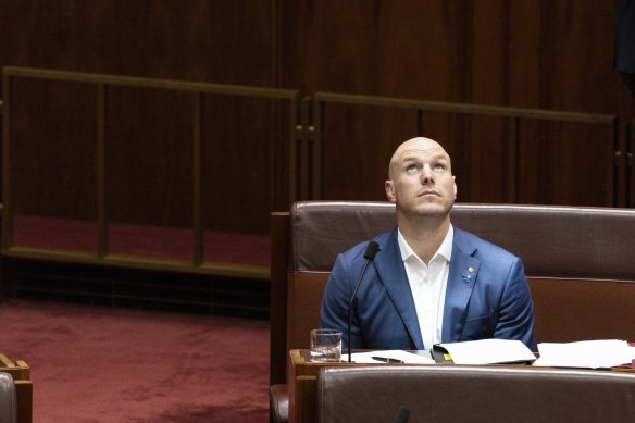 David Pocock has received flowers from union members asking him to vote for the industrial relations bill.