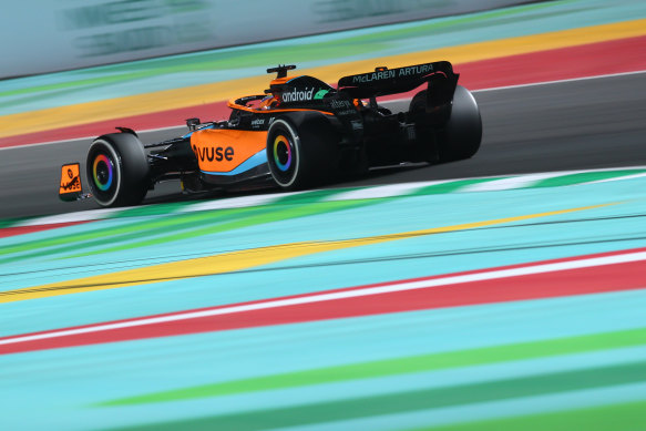 Daniel Ricciardo drives the McLaren team Mercedes during the F1 Grand Prix of Saudi Arabia on March 27.