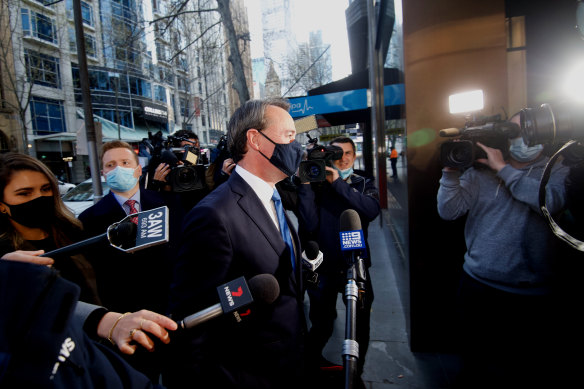 Former Opposition Leader Michael O’Brien arrives for a LIberal Party leadership spill