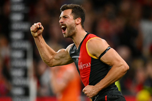 Kyle Langford celebrates a goal.