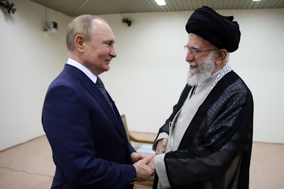 Vladimir Putin meeting with Iran’s Supreme Leader Ayatollah Ali Khamenei, in 2022. Khamenei was killed in the first days of the war.
