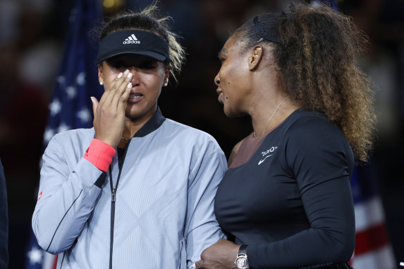 Naomi Osaka and Serena Williams after the 2018 US Open final