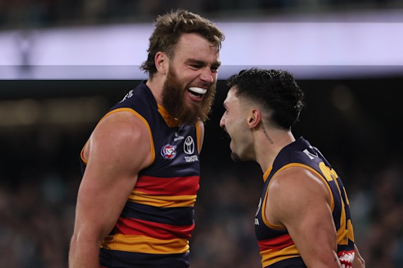 Riley Thilthorpe and Izak Rankine were both hugely influential for the Crows.