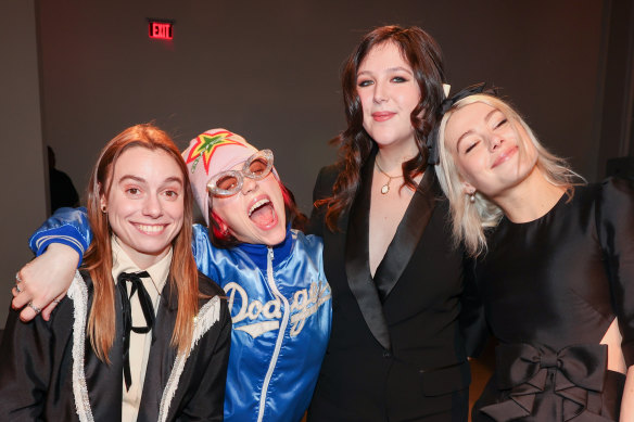 From left, Julien Baker, boygenius insider Billie Eilish,  Lucy Dacus and Phoebe Bridgers at Variety Hitmakers in LA last month.