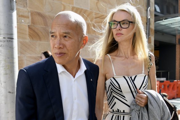 Charlie Teo leaves the hearing with partner Traci Griffiths on Thursday.