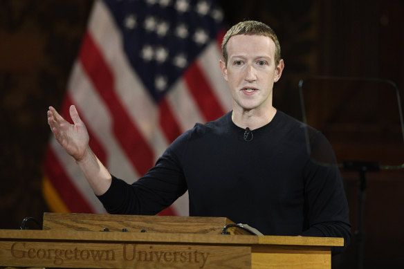 Facebook CEO Mark Zuckerberg speaks at Georgetown University on Thursday, US time.