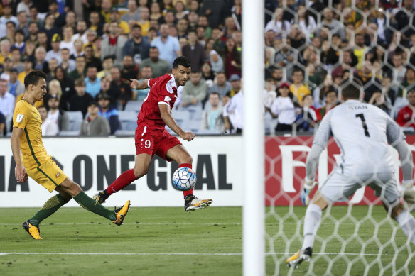 Omar Al-Somah’s free kick nearly saw Syria knock the Socceroos out of World Cup qualifying in 2017.