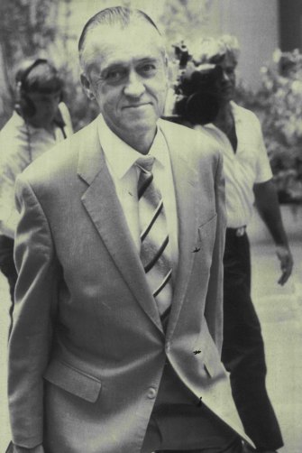 Queensland police commissioner Terence Lewis, here at the Fitzgerald inquiry in 1988, was jailed for corruption. 