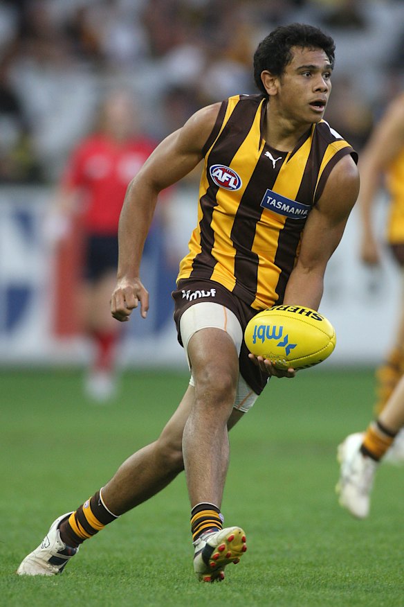 Cyril Rioli in action for the Hawks against Richmond at the MCG in 2008.