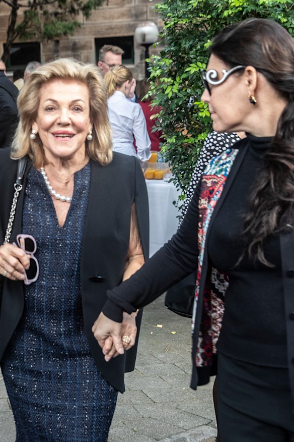Ros and Gretel Packer at Martyn Cook's memorial service in Darlinghurst on Thursday.