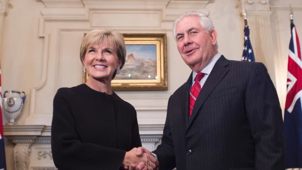 Foreign Minister Julie Bishop, pictured with US Secretary of State Rex Tillerson last year.