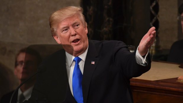 President Donald Trump delivers his State of the Union address to a joint session of Congress on Capitol Hill in Washington, Tuesday, Jan. 30, 2018. (AP Photo/Susan Walsh)