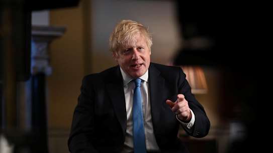 Prime Minister Boris Johnson recording his address to the nation for Brexit night.