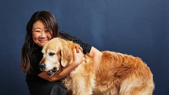 Nagi Maehashi of Recipe Tin Eats, with her dog Dozer.