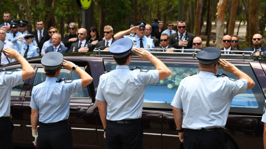 The memorial procession for Rachel McCrow and Matthew Arnold.