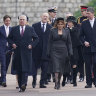 mbers of the royal family, left to right, Edoardo Mapelli Mozzi, Prince Andrew, Mike Tindall, Sarah, Duchess of York, Princess Anne and Vice Admiral Sir Timothy Laurence, arrive to attend a thanksgiving service for the life of King Constantine of the Hellenes at St George’s Chapel, in Windsor Castle.