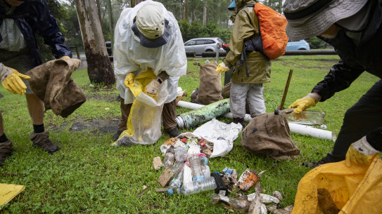 Clean Up Australia Day volunteers in West Pennant Hills on Friday.
