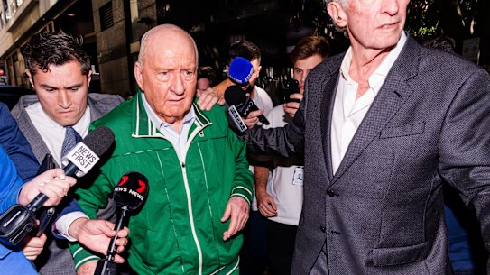Alan Jones leaves Day Street police station on Monday after being arrested and charged.
